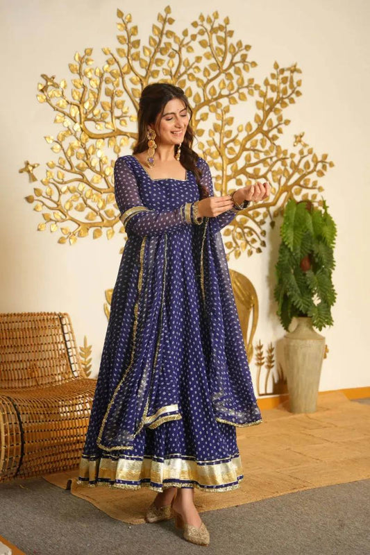 Stylish Gotta Patti Lace Digital Printed Gown