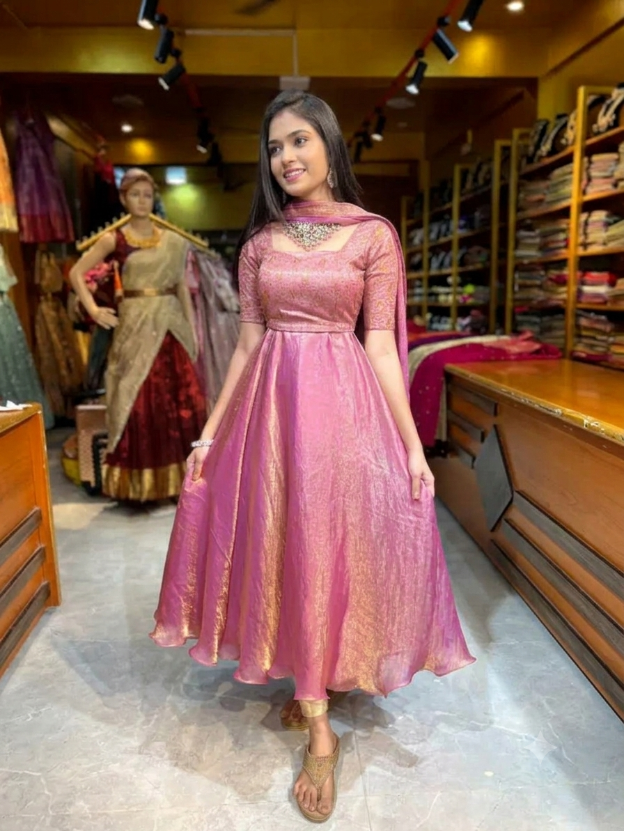 Heavy Two Tone Fandy Silk Diamond & Sequins Embroidered Lehenga Set with Dupatta