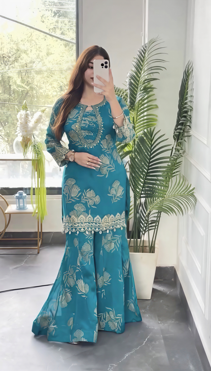 Latest Trending Georgette Top Plazo Suit
