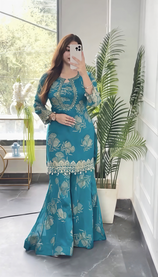Latest Trending Georgette Top Plazo Suit