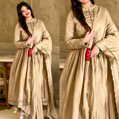 Designer Pure Roman Silk Embroidery Kurta Set for Women