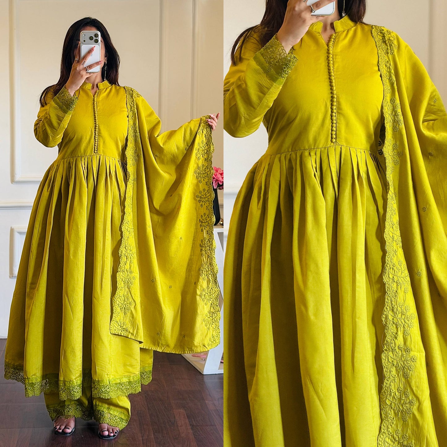 Designer Pure Roman Silk Embroidery Kurta Set for Women