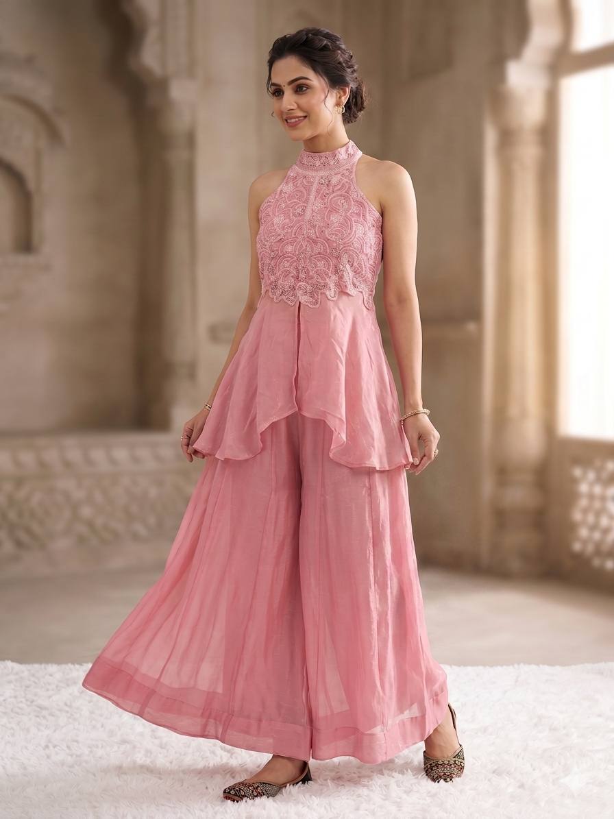 Luxury Fandy Crush Beads Work Sharara Co-Ord Set