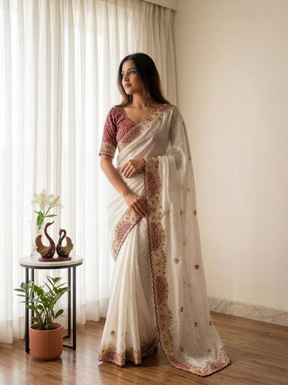 CREAM NEW EXCLUSIVE SAREE COLLECTION