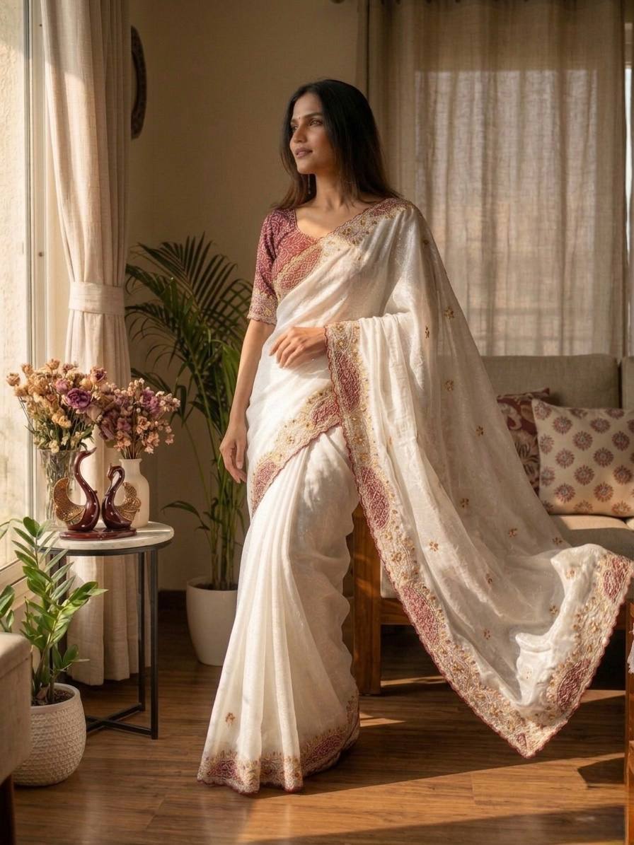CREAM NEW EXCLUSIVE SAREE COLLECTION