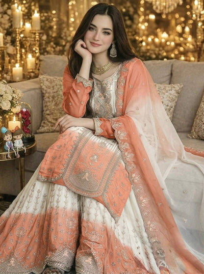 Đěsigner Party Wear Look Pur Heavy Dual Tone Peding Star Georgette Top Plazzo & Dupatta Se