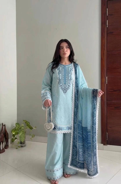 Đěsigner Party Wear Look Pur Satin Rayon Top & Farshi Palazzo With Dupatta se