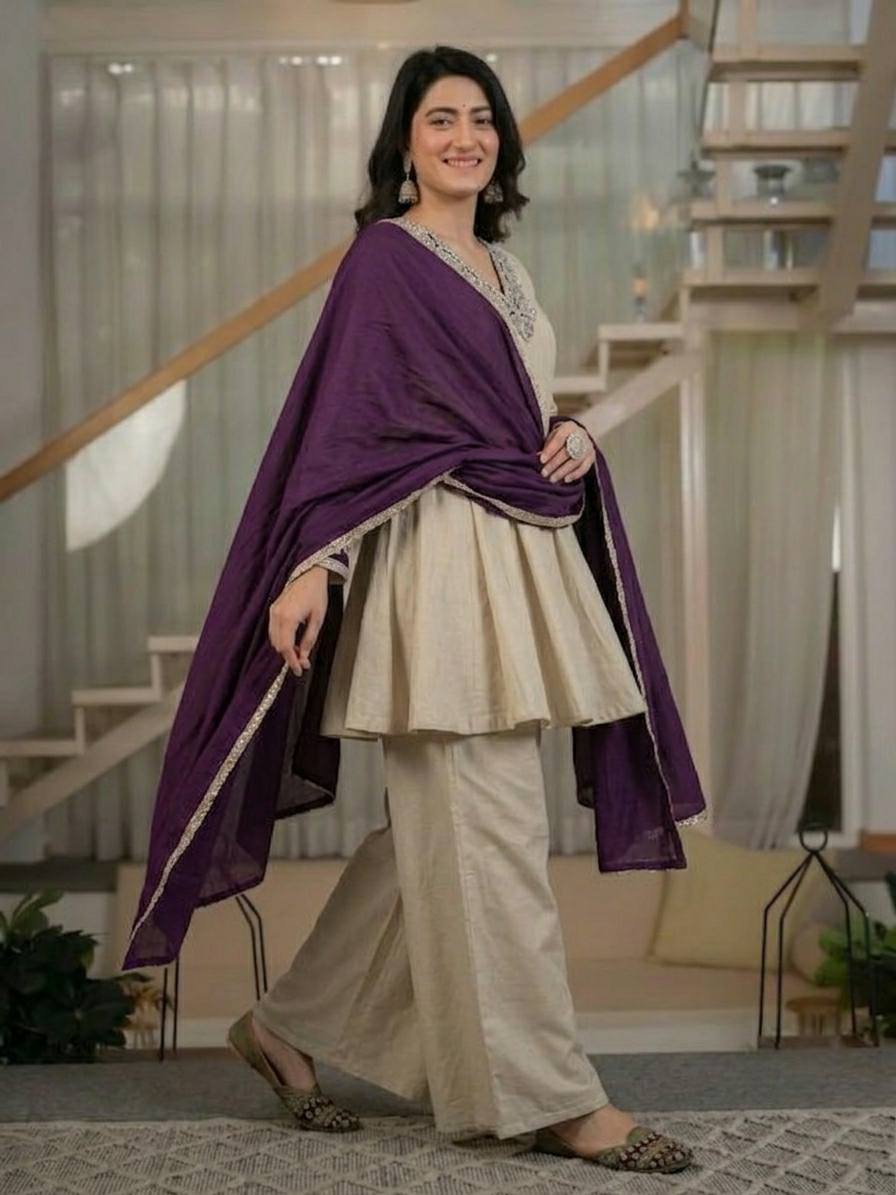 Luxury Roman Silk Sharara Palazzo Set | Festive, Wedding & Party Wear