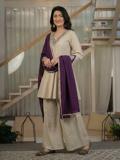 Luxury Roman Silk Sharara Palazzo Set | Festive, Wedding & Party Wear