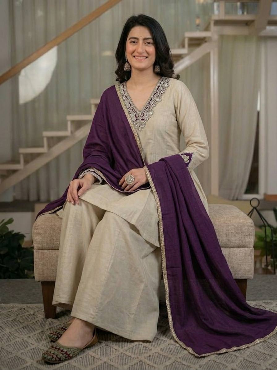 Luxury Roman Silk Sharara Palazzo Set | Festive, Wedding & Party Wear