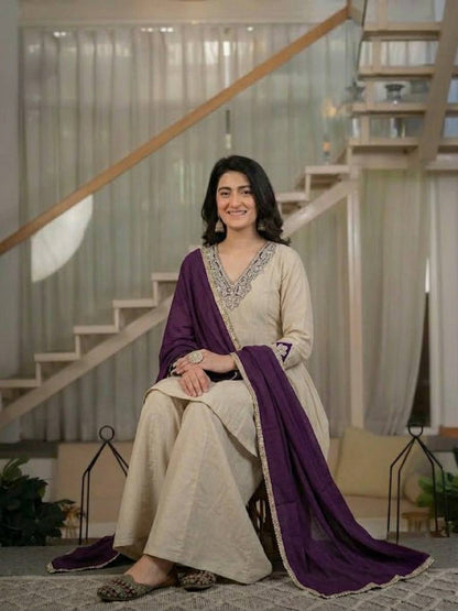 Luxury Roman Silk Sharara Palazzo Set | Festive, Wedding & Party Wear