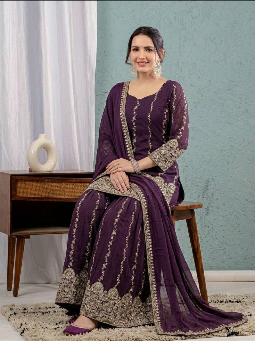 Heavy Crunchy Silk Sharara Suit Set with Dupatta | Women's Designer Ethnic Wear