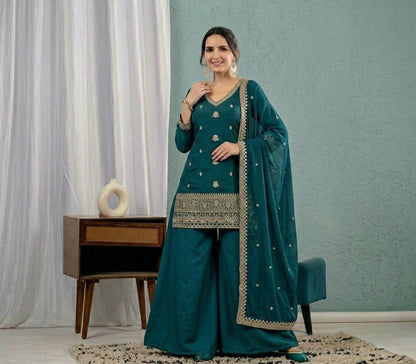 Designer Heavy Roman Silk Sharara Suit for Women | Wedding, Engagement, Sangeet, Mehendi & Festive Wear