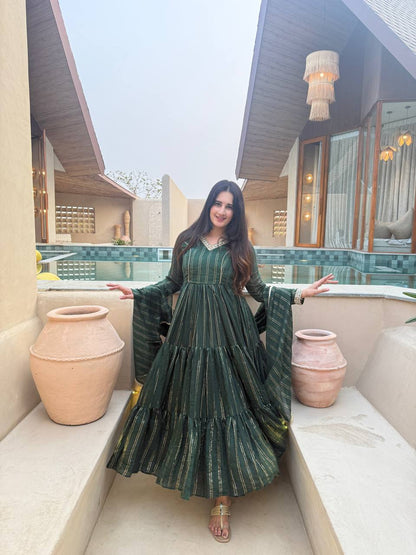 Women's Heavy Brocade Anarkali Suit Set with Dupatta | Wedding Wear, Festive Wear, Party Wear, Reception, Mehendi, Sangeet & Traditional Ethnic Outfit