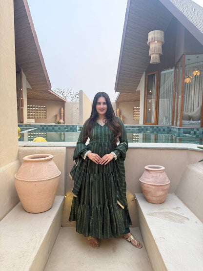 Women's Heavy Brocade Anarkali Suit Set with Dupatta | Wedding Wear, Festive Wear, Party Wear, Reception, Mehendi, Sangeet & Traditional Ethnic Outfit