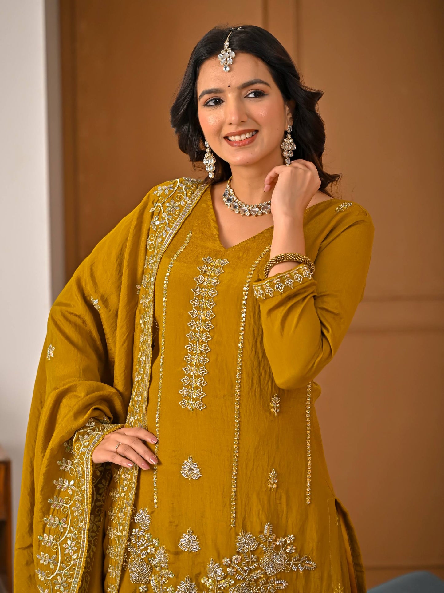 Designer Women's Heavy NC Vichitra Sharara Suit with Dupatta | Premium Ethnic Wedding & Festive Collection