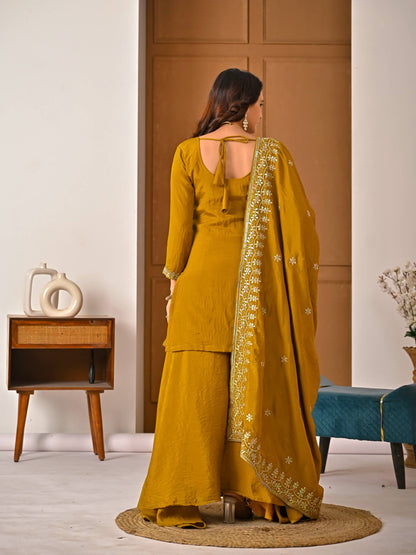 Designer Women's Heavy NC Vichitra Sharara Suit with Dupatta | Premium Ethnic Wedding & Festive Collection