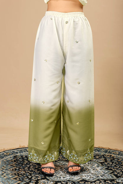 Wedding & Festive Wear Georgette Kurti Palazzo Set with Embroidered Zari Dupatta