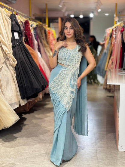 Ready to Wear Rangoli Silk Saree with Heavy Beads & Sequins Work | Party Wear Saree