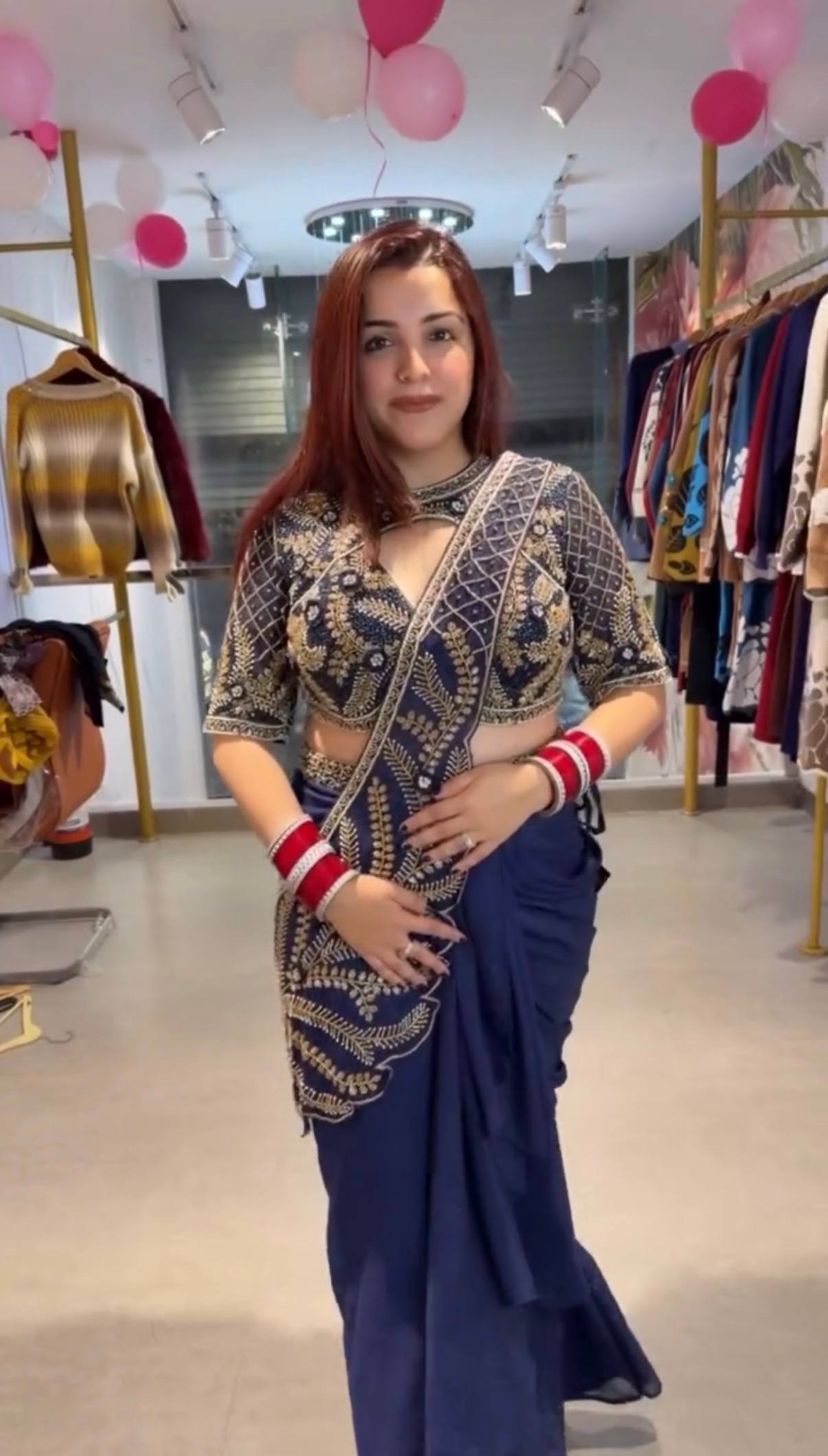 Women's Ready-to-Wear Rangoli Silk Saree with Embroidered Blouse & Waist Belt