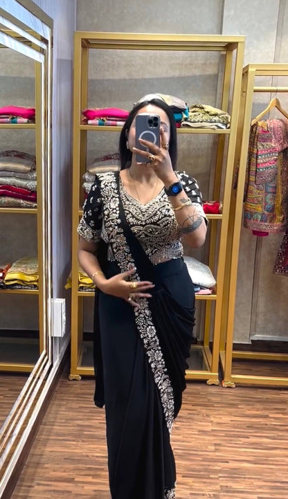 Premium Chinon Ready-to-Wear Saree for Women | Party Wear Saree