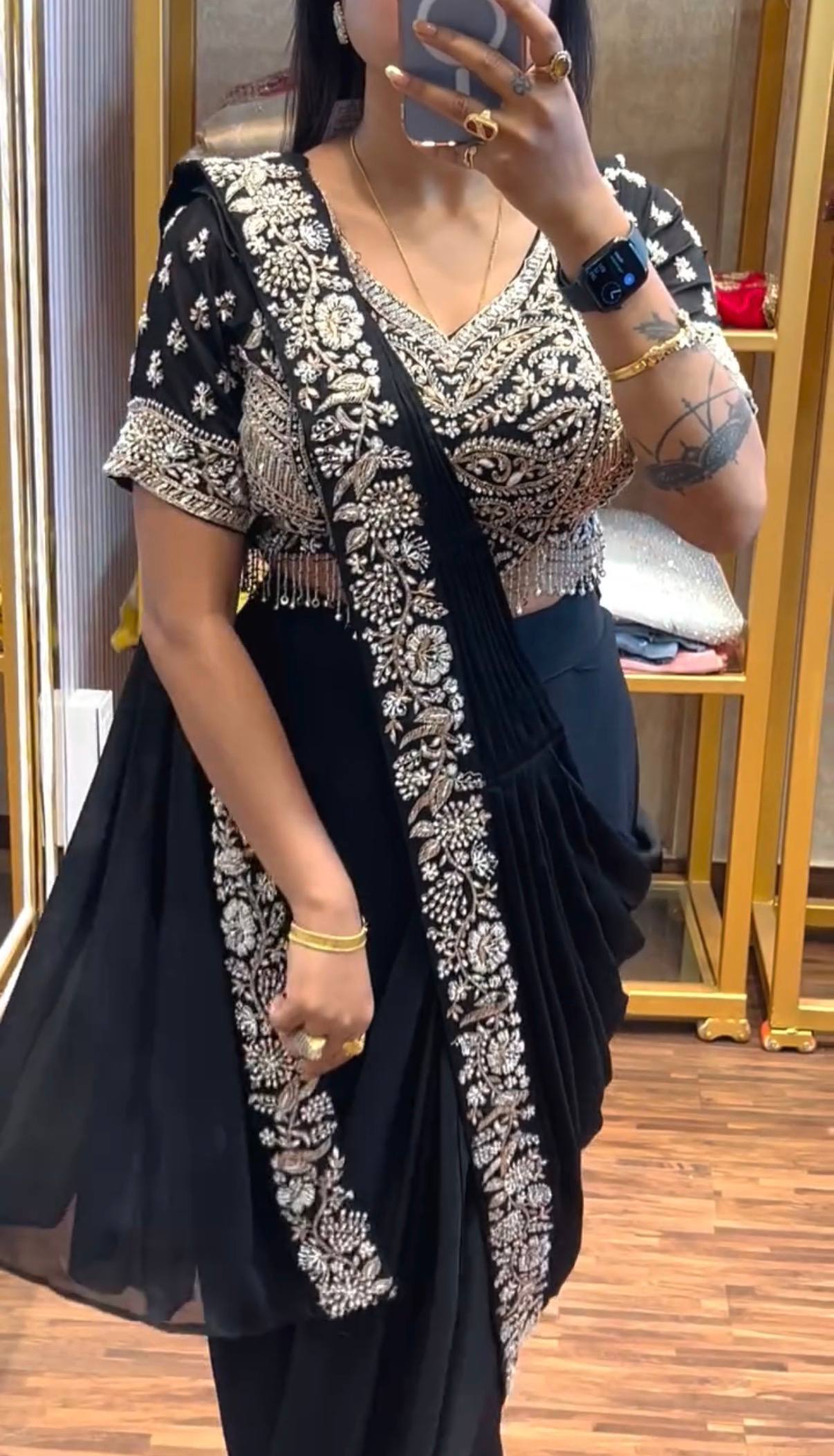 Premium Chinon Ready-to-Wear Saree for Women | Party Wear Saree