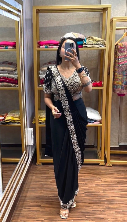 Premium Chinon Ready-to-Wear Saree for Women | Party Wear Saree