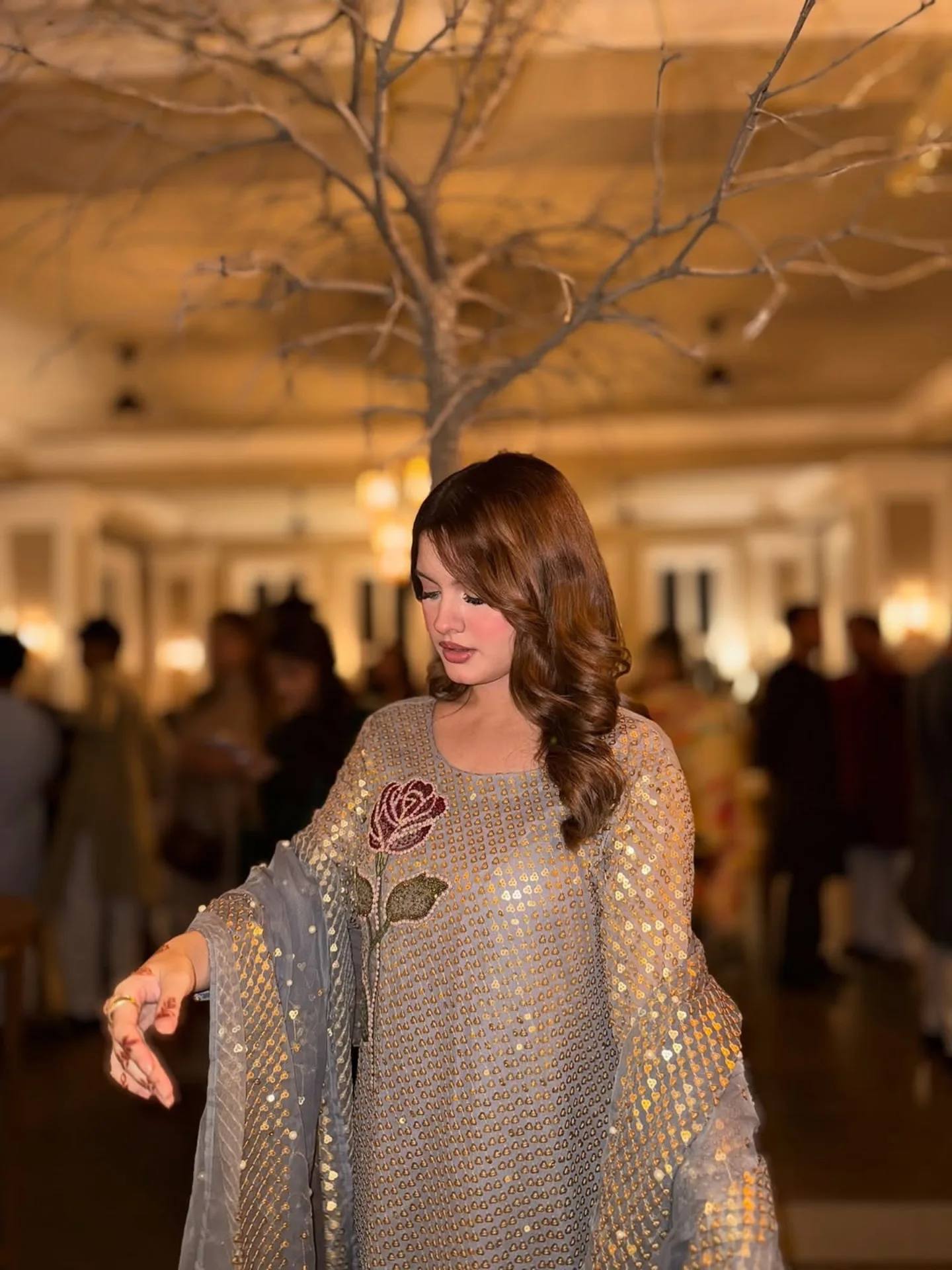 Women's Faux Georgette Embroidered Kurti Pant Dupatta Set with Dual Sequins & Pearl Moti Work | Party & Festive Wear