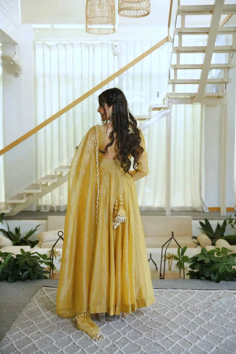 Designer Party Wear Foil Work Gown