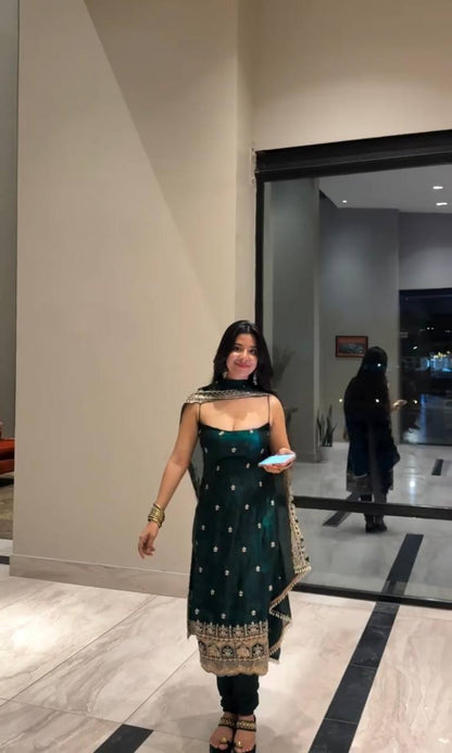 Elegant Festival Wear Green Colour 3 piece Set