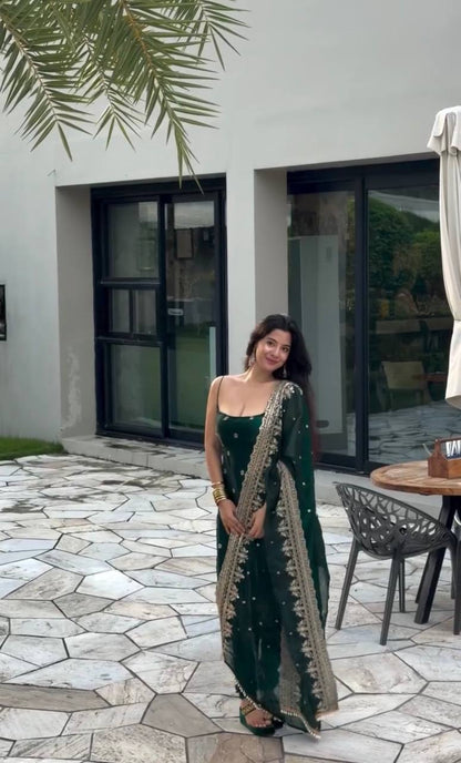 Elegant Festival Wear Green Colour 3 piece Set