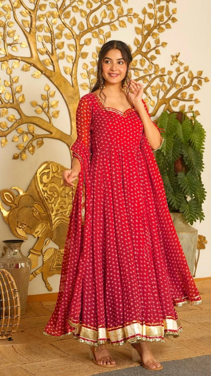 Stylish Gotta Patti Lace Digital Printed Gown