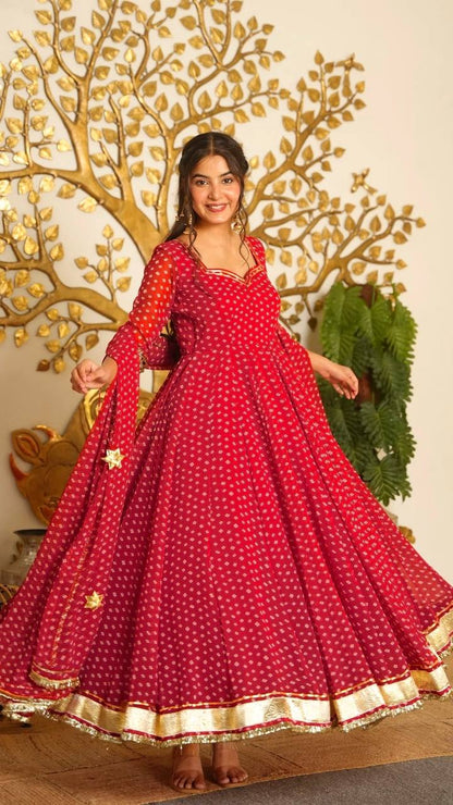 Stylish Gotta Patti Lace Digital Printed Gown