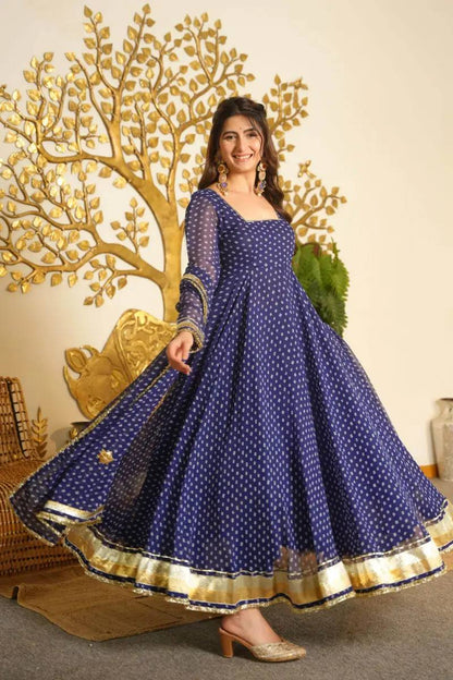 Stylish Gotta Patti Lace Digital Printed Gown
