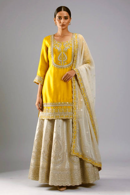 Women’s Mustard Yellow Embroidered Suit Set