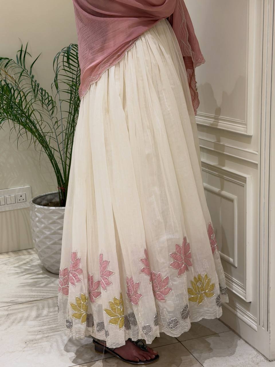 Elegant White Anarkali Dress with Pink Dupatta | Women’s Festive Wear