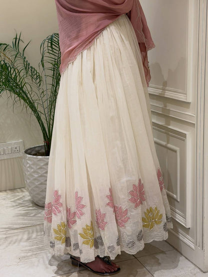 Elegant White Anarkali Dress with Pink Dupatta | Women’s Festive Wear