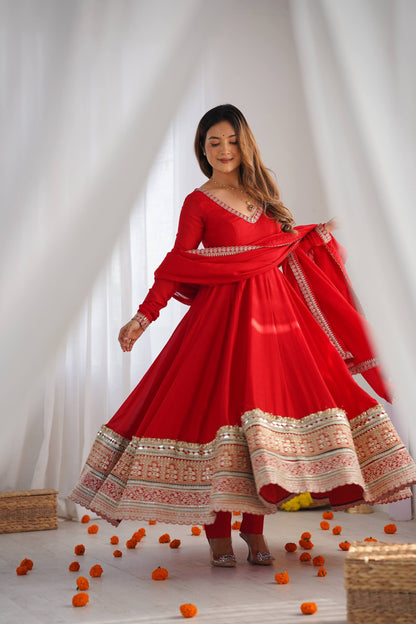 Red Traditional Anarkali Dress Set | Festive & Wedding Wear for Women