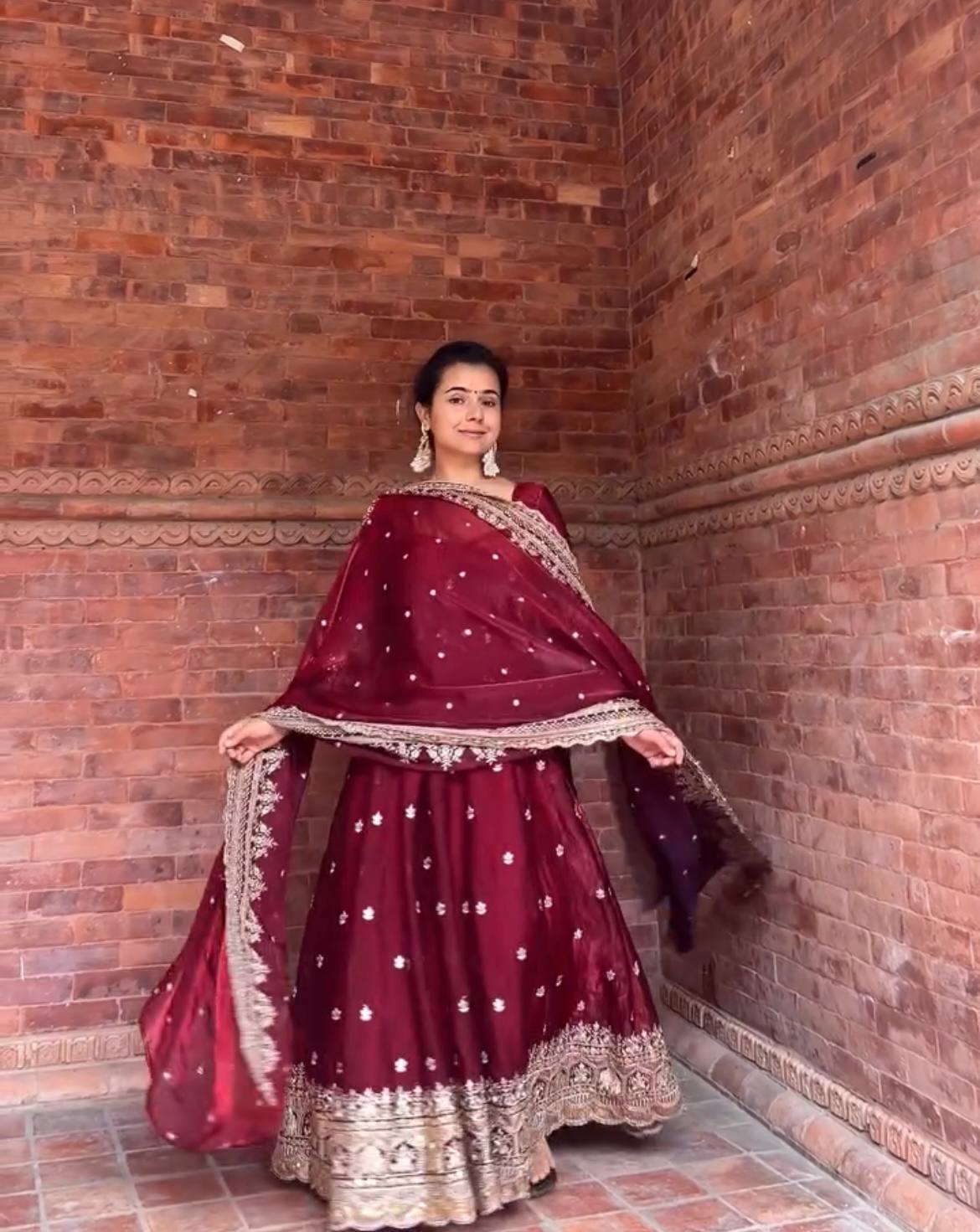 Royal Maroon Embroidered Anarkali Set – Perfect Wedding & Festive Wear