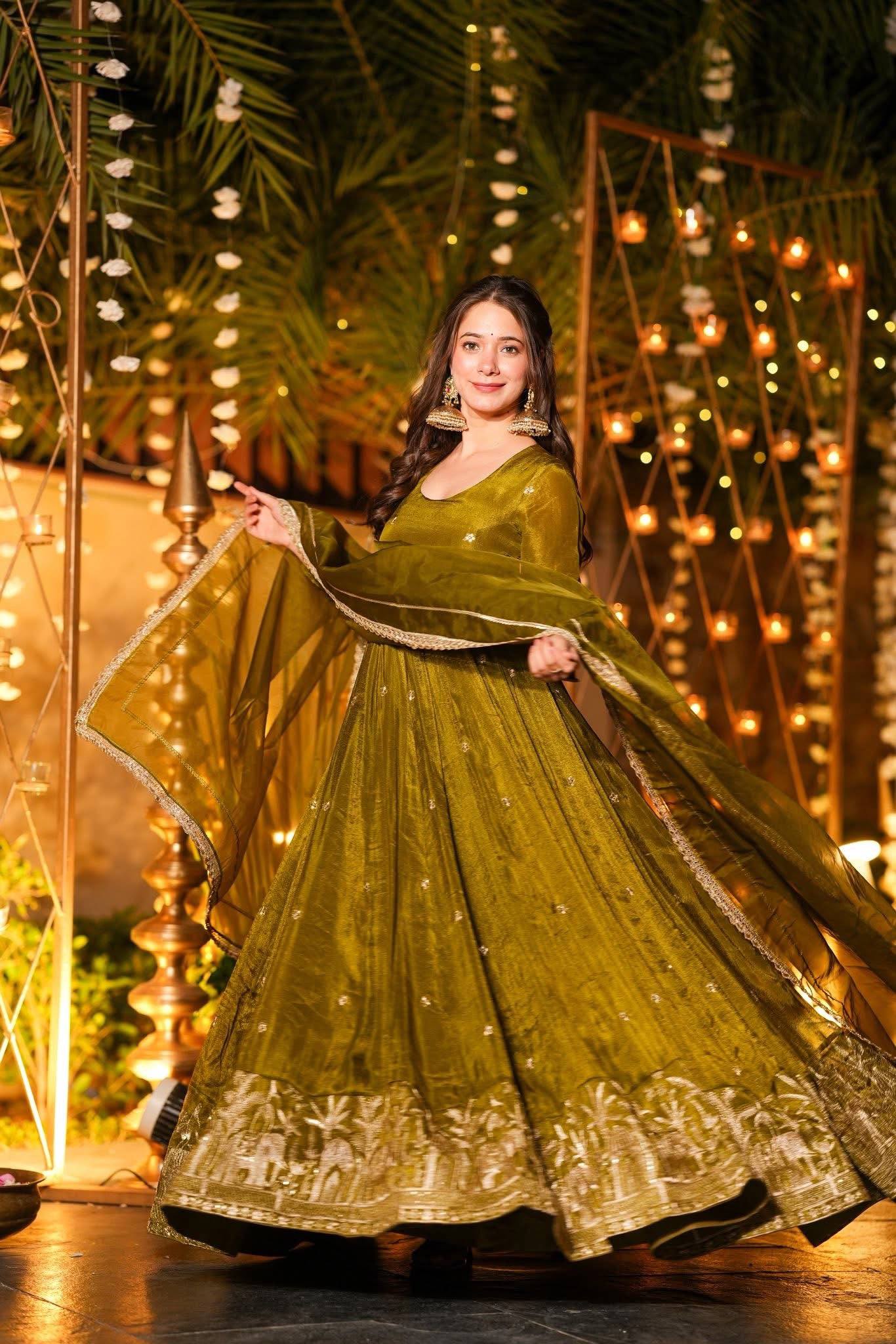 Royal Procession Border Silk Anarkali with Sheer Dupatta