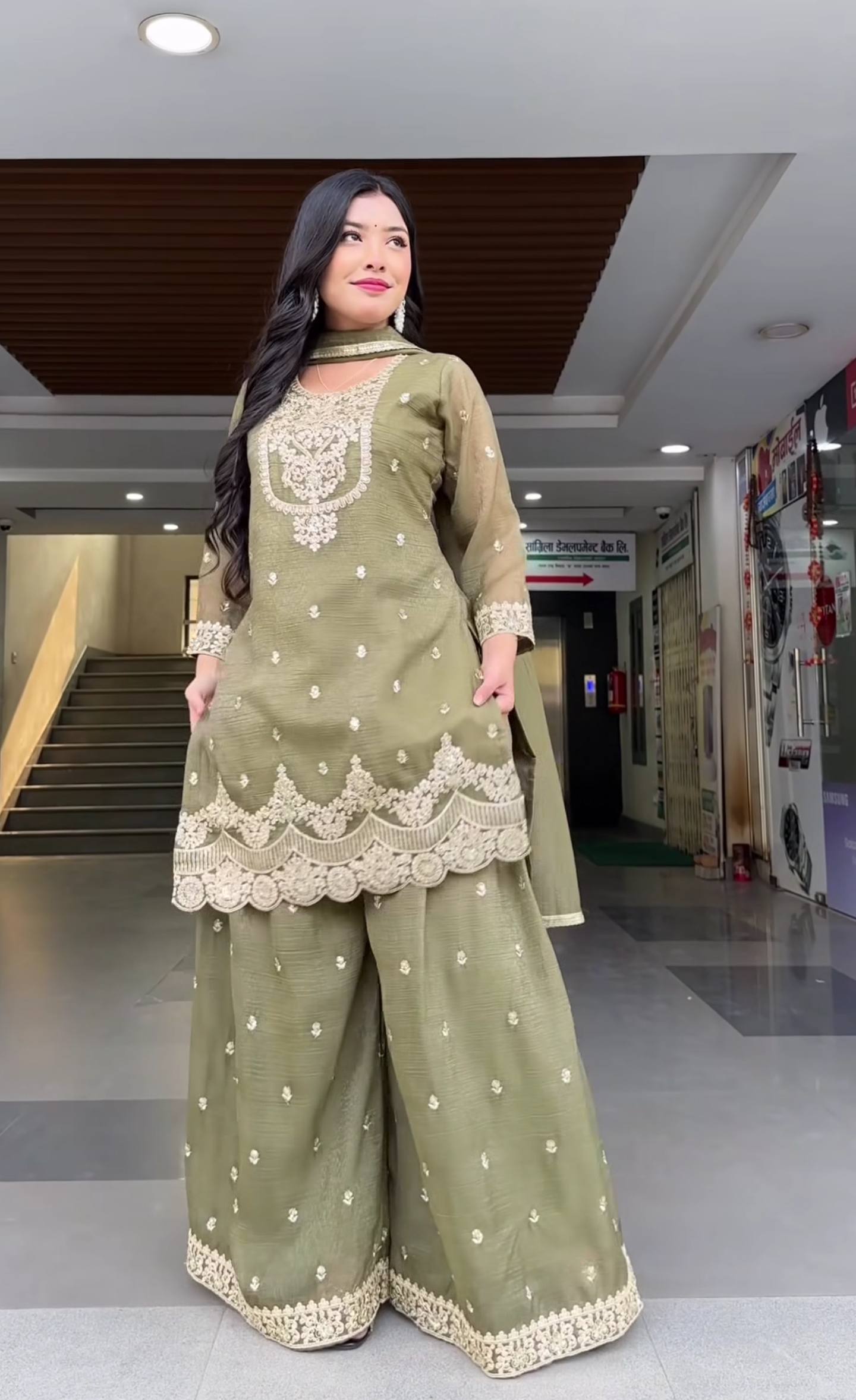 Traditional Scalloped Border Kurti & Sharara Set for Festive & Partywear