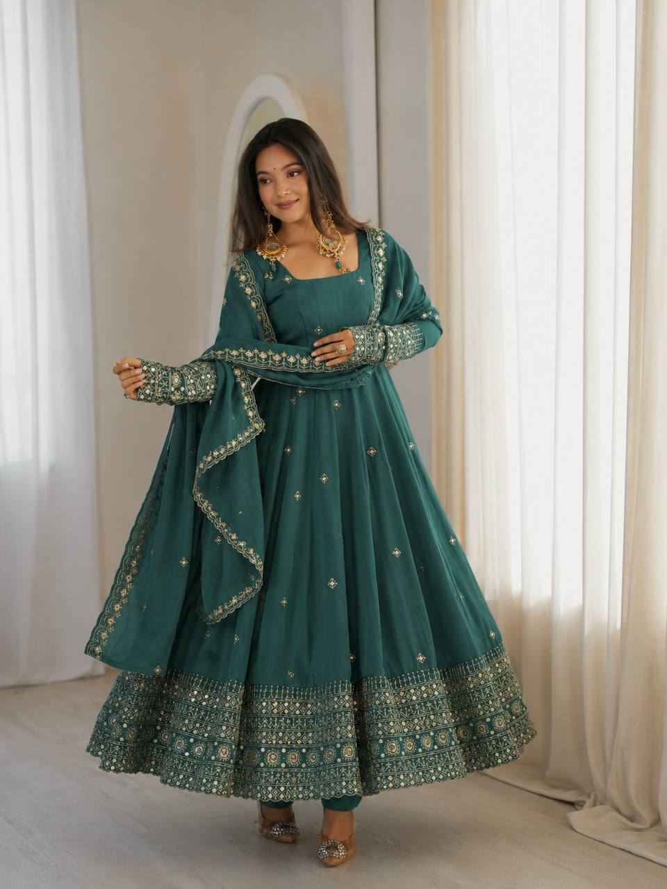 Graceful Hand-Embroidered Anarkali Co-Ord Suit Set