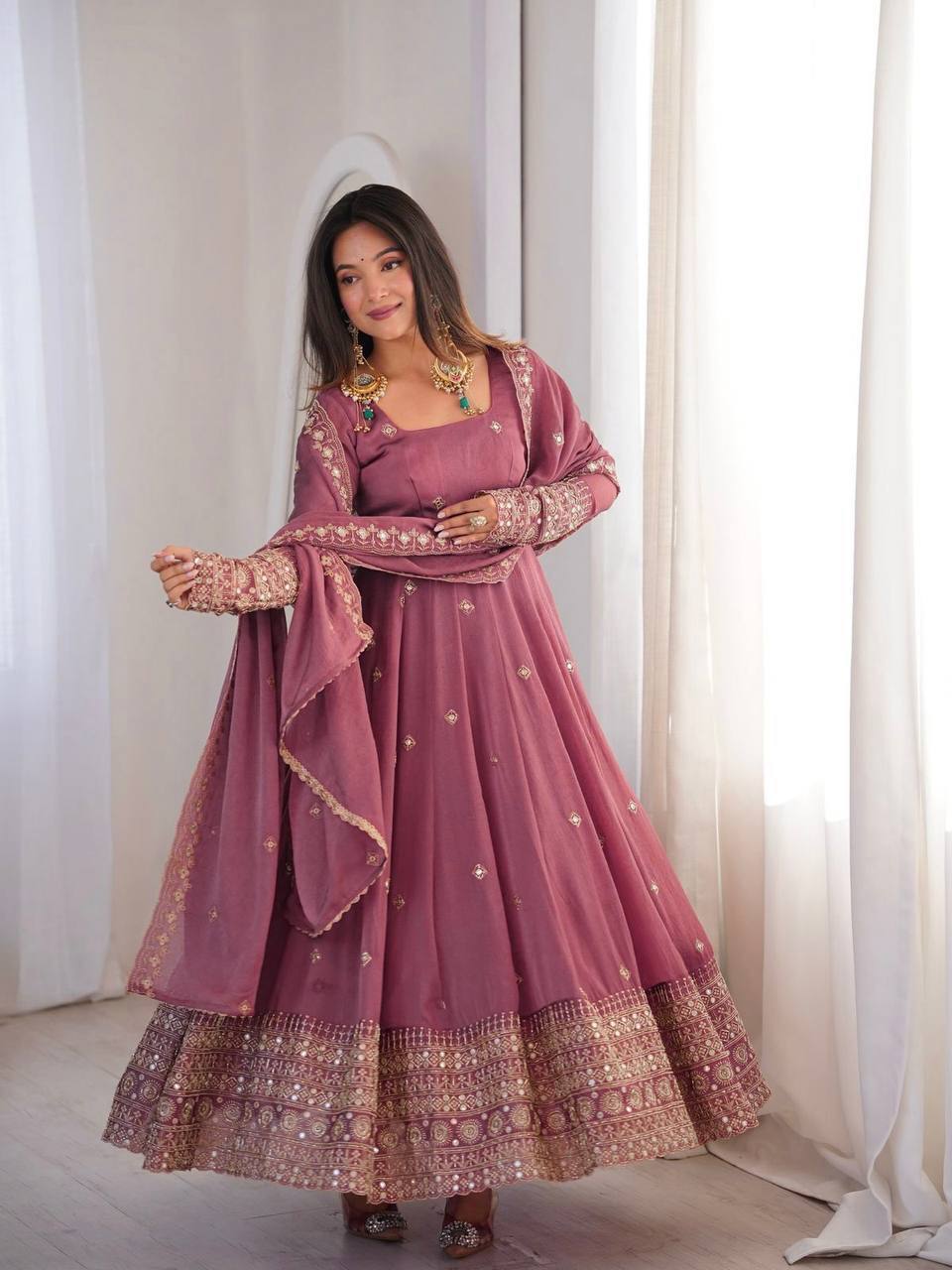 Graceful Hand-Embroidered Anarkali Co-Ord Suit Set