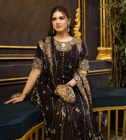 Heavy Embroidered Designer Partywear Suit Set with Dupatta for Women