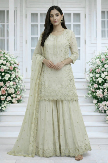 Trendy Designer Embroidery Sharara Suit Set (6 Color Variants Available)