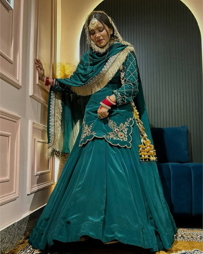 Royal Crepe Silk Sequins Embroidered Lehenga Set – Mom & Daughter Combo Edition