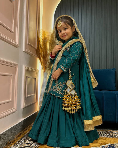 Royal Crepe Silk Sequins Embroidered Lehenga Set – Mom & Daughter Combo Edition