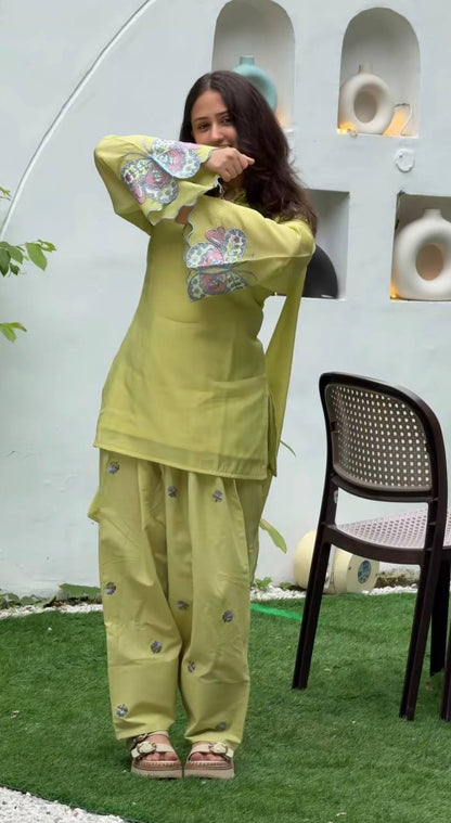 The Meadow Butterfly Embroidered Short Kurta Set