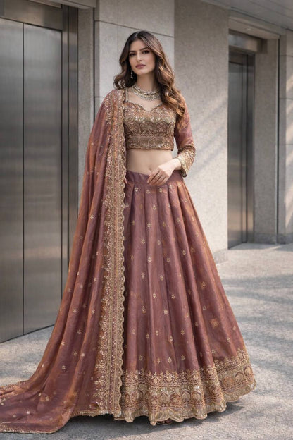 Heavy Two Tone Fandy Silk Designer Lehenga Choli with Sequins Embroidery Work
