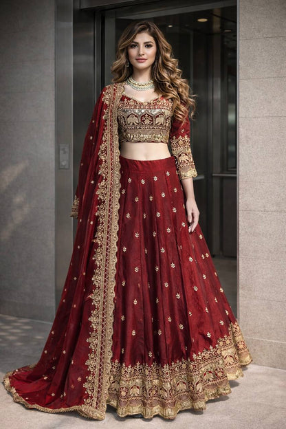 Heavy Two Tone Fandy Silk Designer Lehenga Choli with Sequins Embroidery Work
